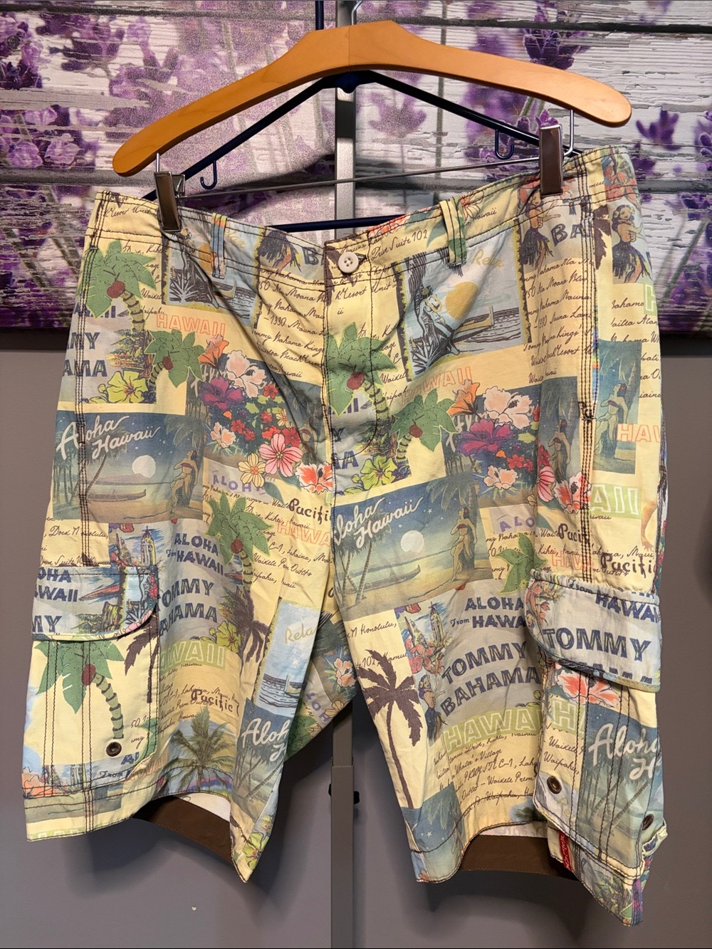 Tommy Bahama Tropical Print Swim Board Shorts Cargo Size 38